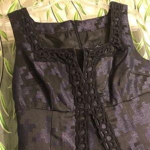 Black and deep purple geometric dress